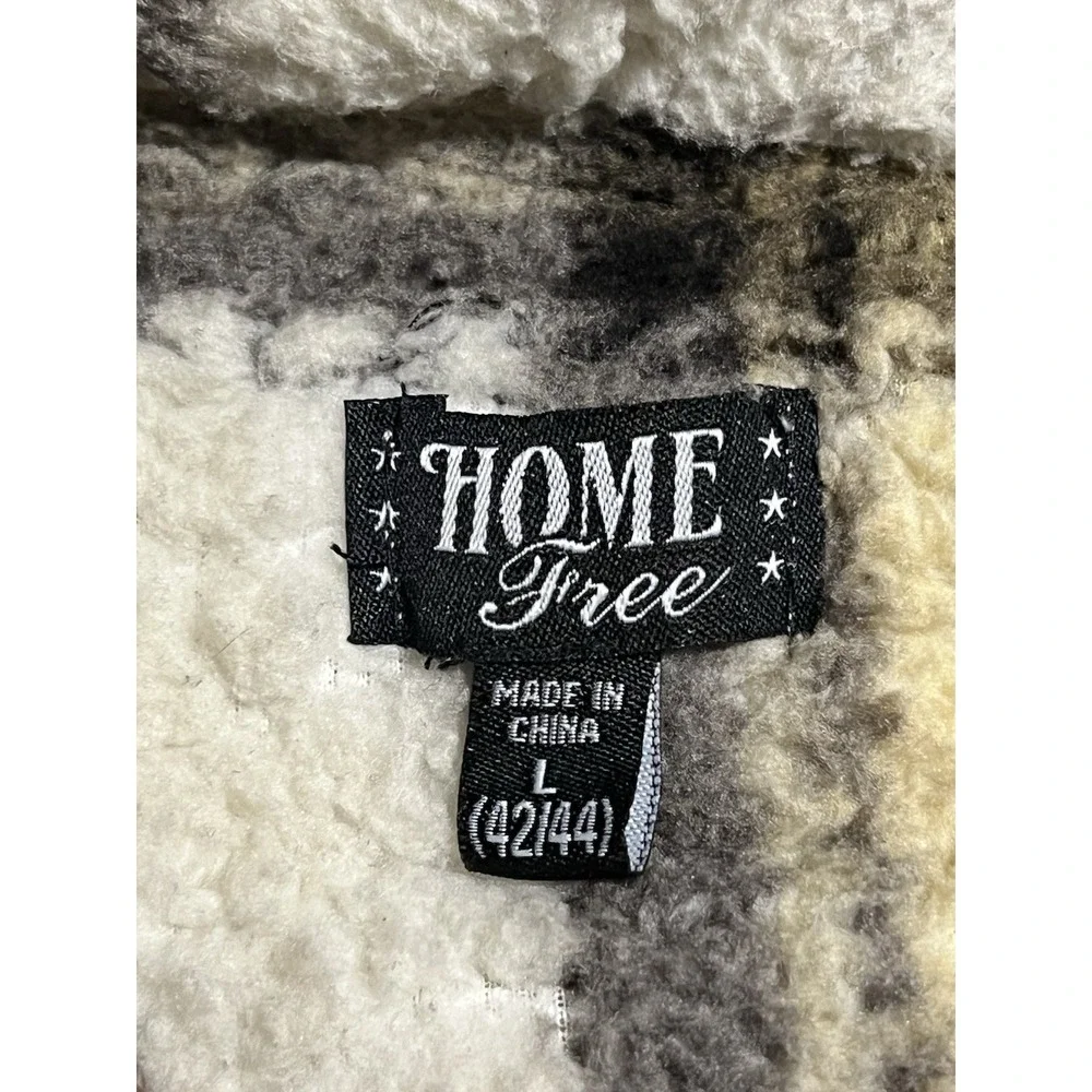 Home Free Plaid Sherpa Fleece Lined Pullover‎ Sweater Quarter Button Up NC Sz L